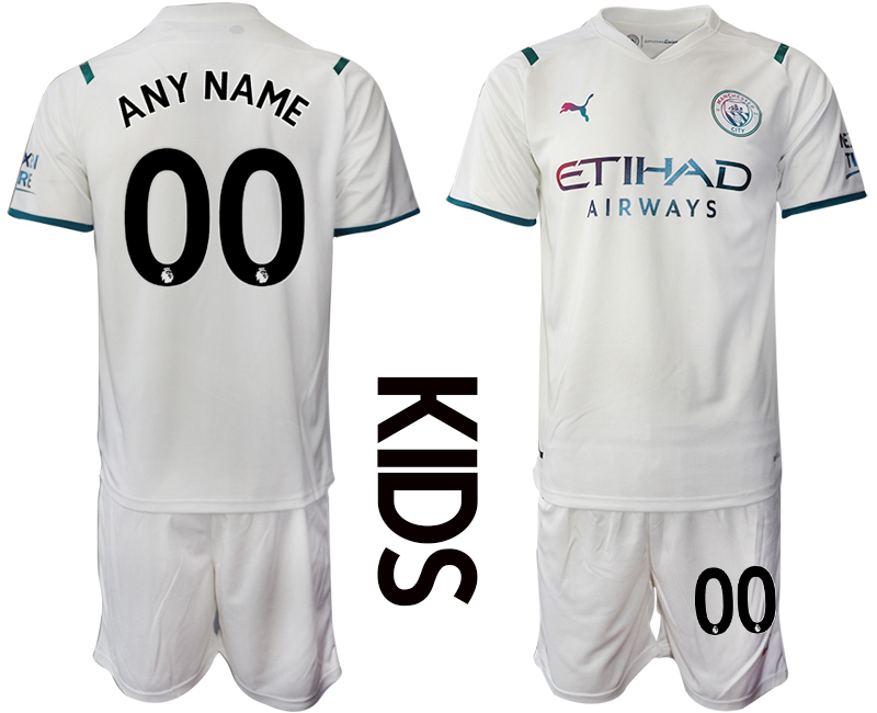 Youth 2021-2022 Club Manchester City away white customized Soccer Jersey->customized soccer jersey->Custom Jersey